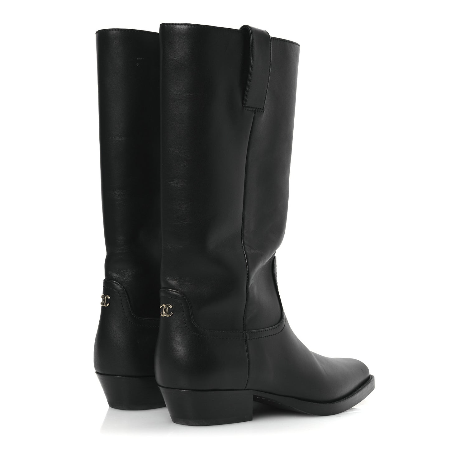Calfskin CC High Boots 39.5 Black