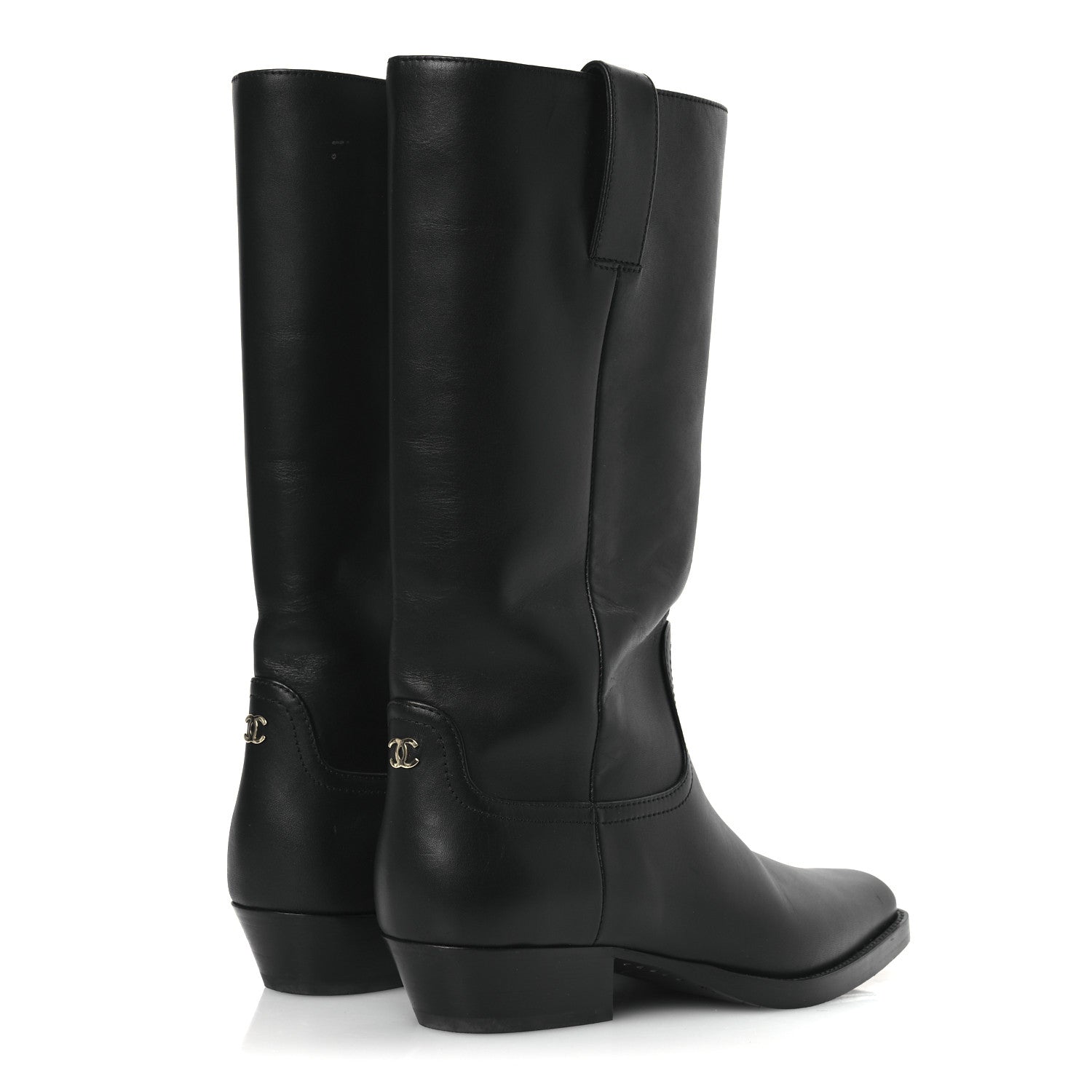 Chanel Calfskin CC High Boots 39.5 Black 5 of 13