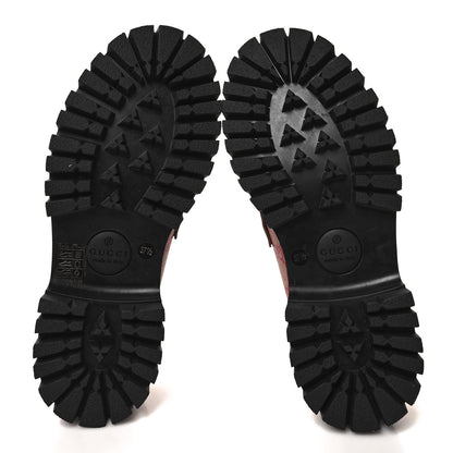 Gucci GG Supreme Monogram Cordovan Lux Womens Harald Horsebit 25mm Platform Loafers 37.5 Beige Hibiscus Red 5 of 9
