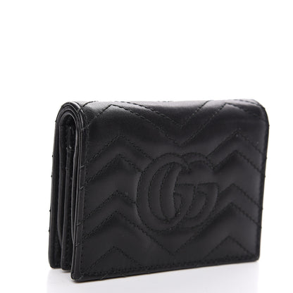 Gucci Calfskin Matelasse Cicada Stud GG Marmont Card Case Wallet Black 2 of 8