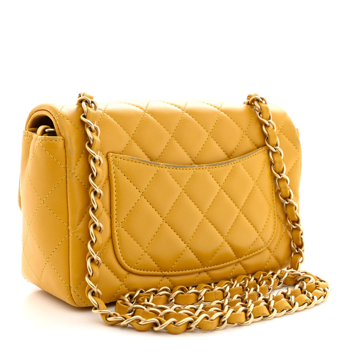 Chanel Lambskin Quilted Mini Rectangular Flap Yellow 3 of 12