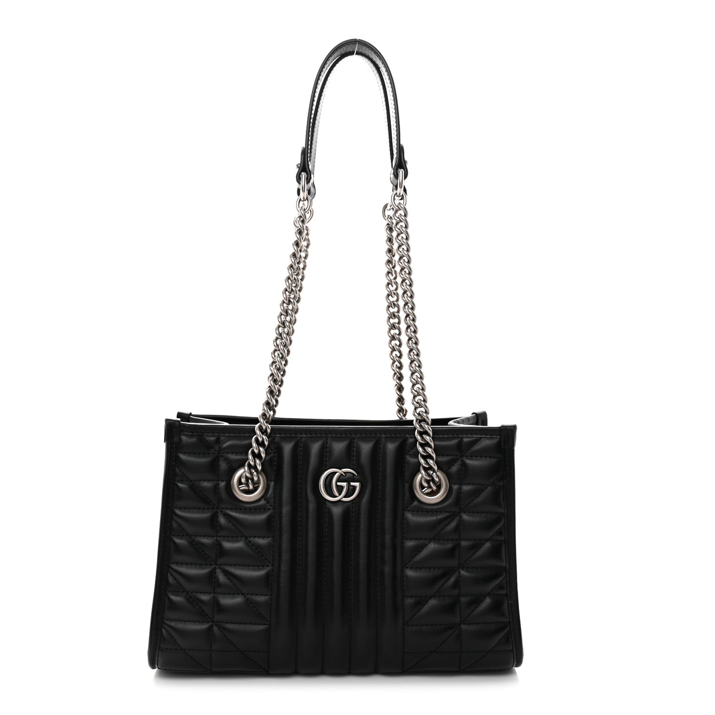Calfskin Matelasse Aria Small GG Marmont Shoulder Tote Black