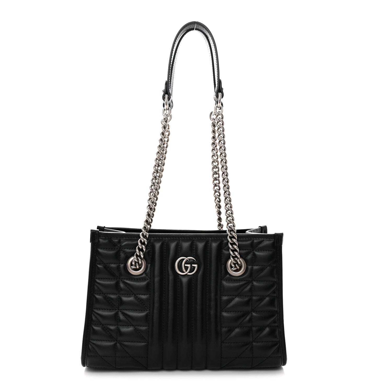 Gucci Calfskin Matelasse Aria Small GG Marmont Shoulder Tote Black 1 of 13