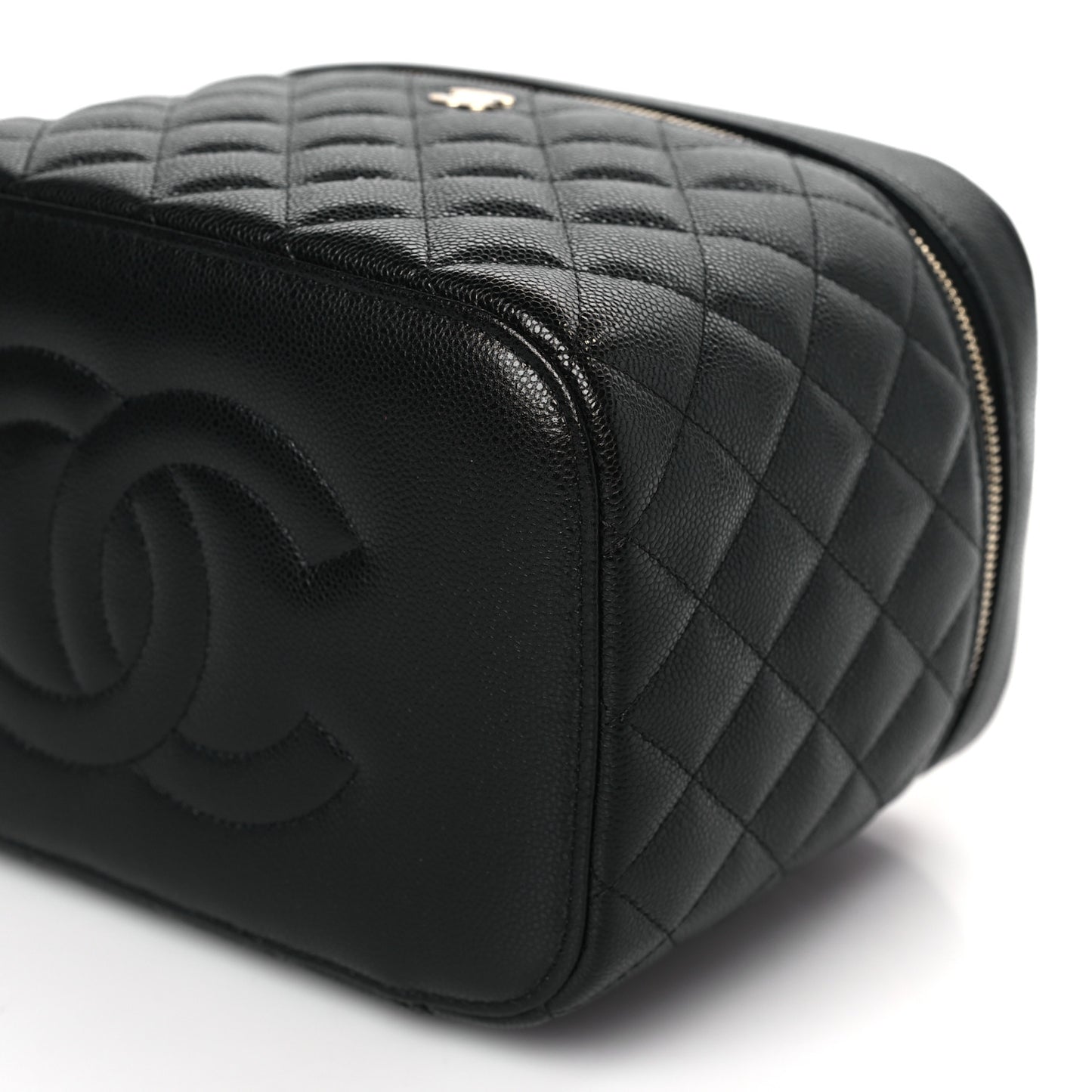 Caviar Quilted Large Vanity Pouch Black