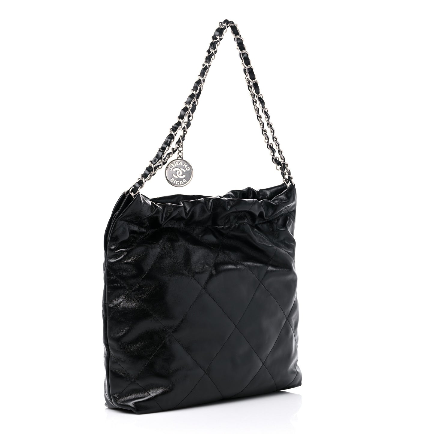 Shiny Calfskin Quilted Small Chanel 22 Black