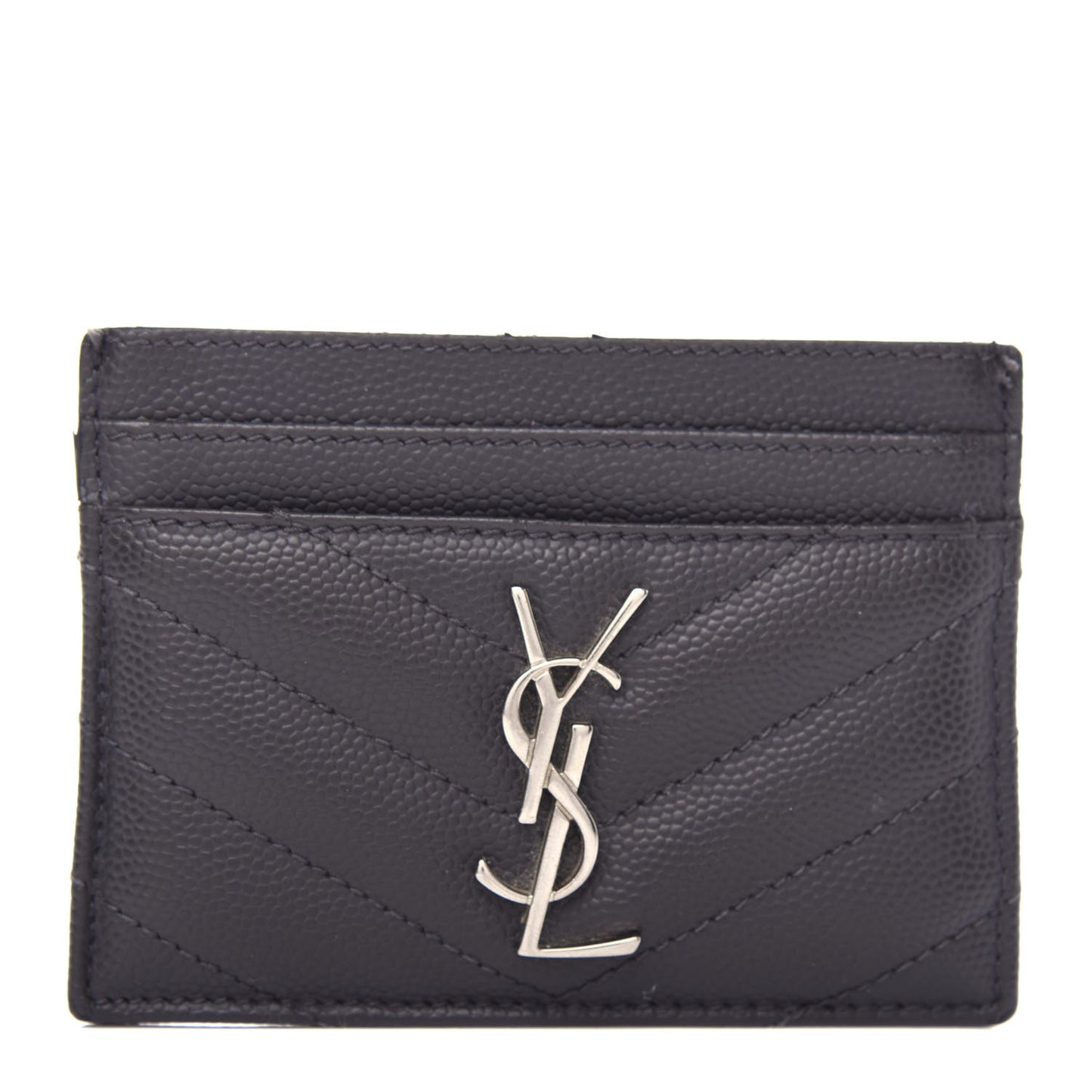 Grain De Poudre Matelasse Chevron Monogram Credit Card Case Coal