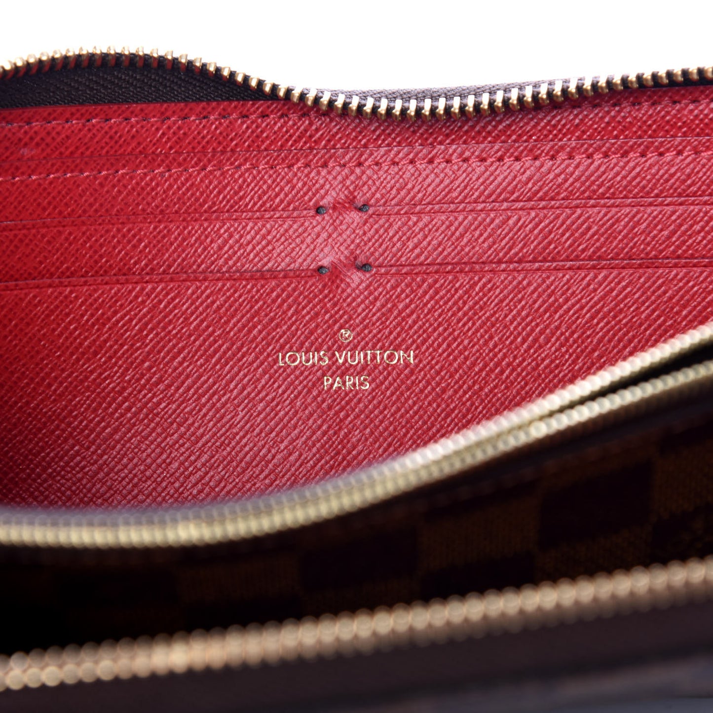 Damier Ebene Clemence Wallet Cherry