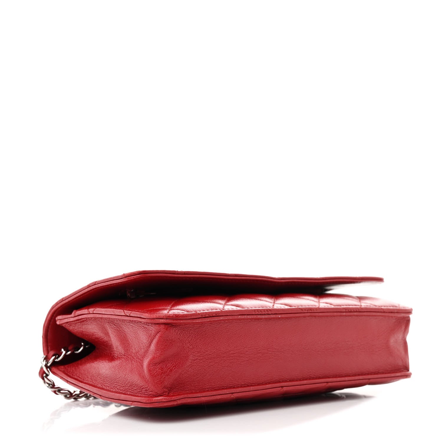 Chanel Lambskin Quilted Wallet On Chain WOC Red 4 of 12