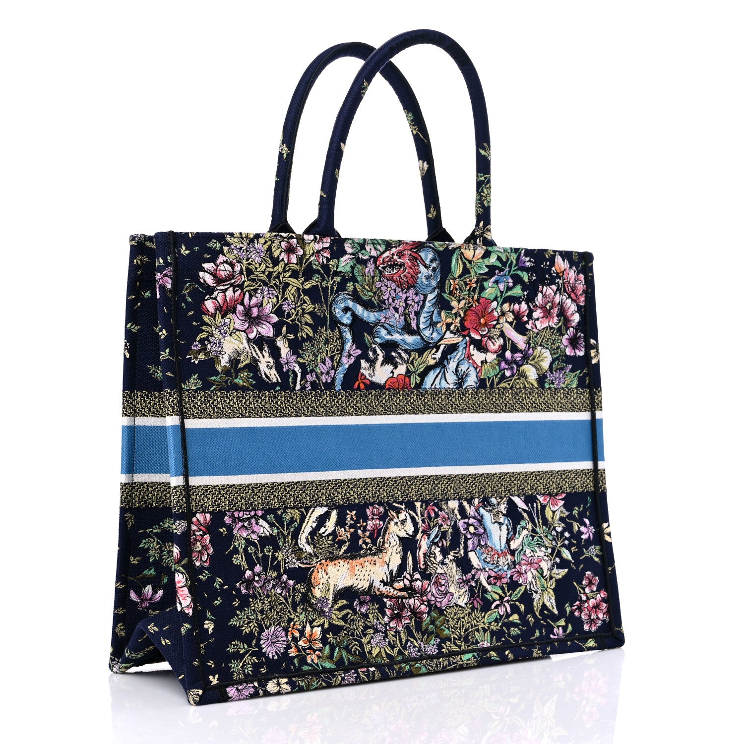 Christian Dior Canvas Embroidered Large D-Constellation Book Tote Blue Multicolor 3 of 9