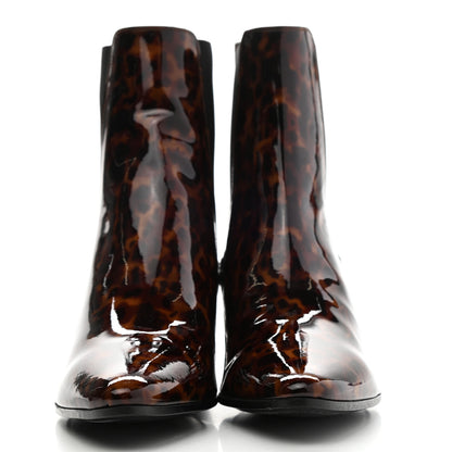 Saint Laurent Patent Tartaruga Chelsea Boots 37 Manto Naturale 2 of 10