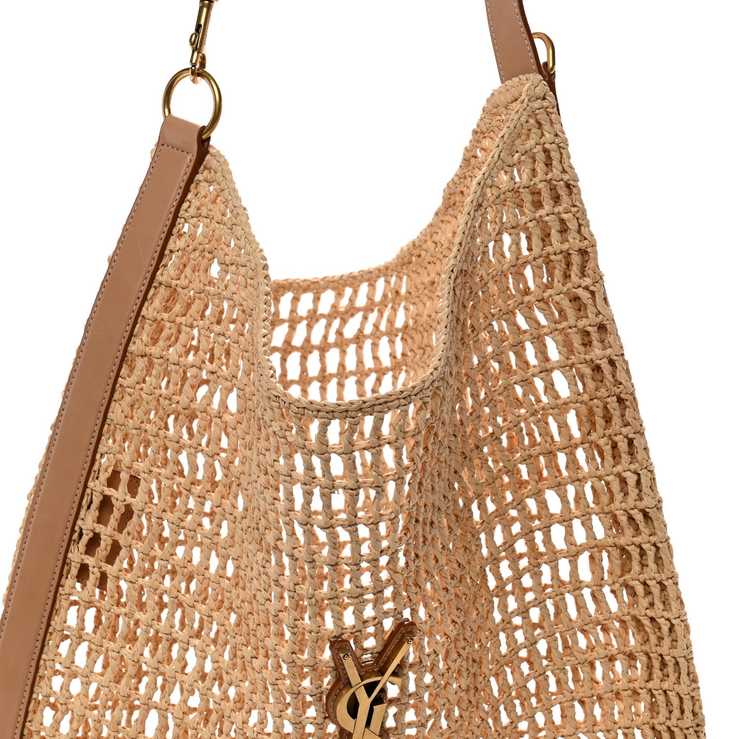 Raffia Calfskin Oxalis Shoulder Bag Naturale Vintage Brown