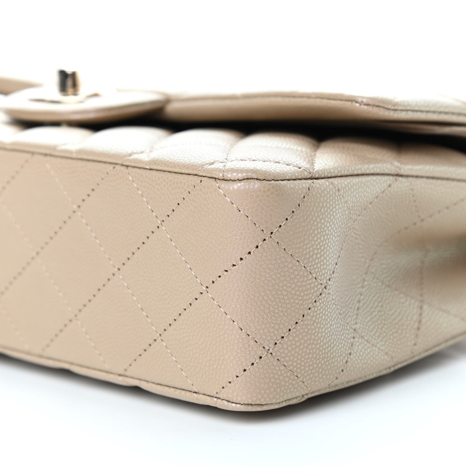 Chanel Iridescent Caviar Quilted Medium Double Flap Dark Beige 9 of 11
