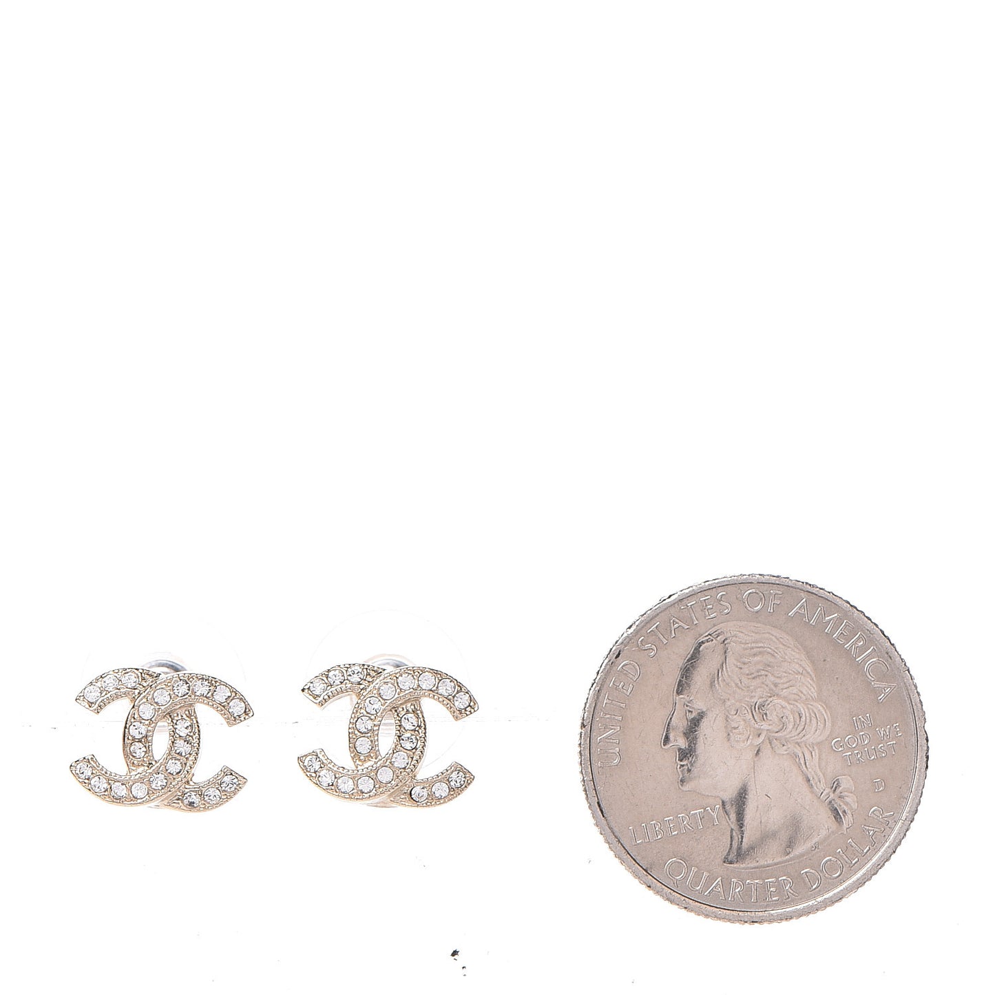 Crystal Mini CC Earrings Light Gold