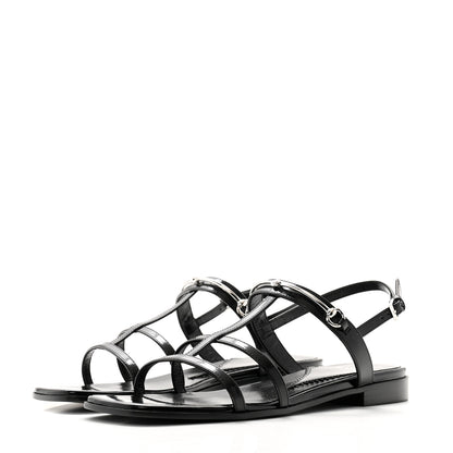 Gucci Calfskin Horsebit Divine Slingback Sandals 37 Black 3 of 8