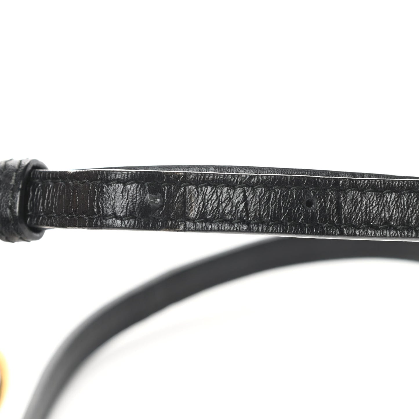 Calfskin Crocodile Embossed Gold Metallic Edge Hardware Nano City Black