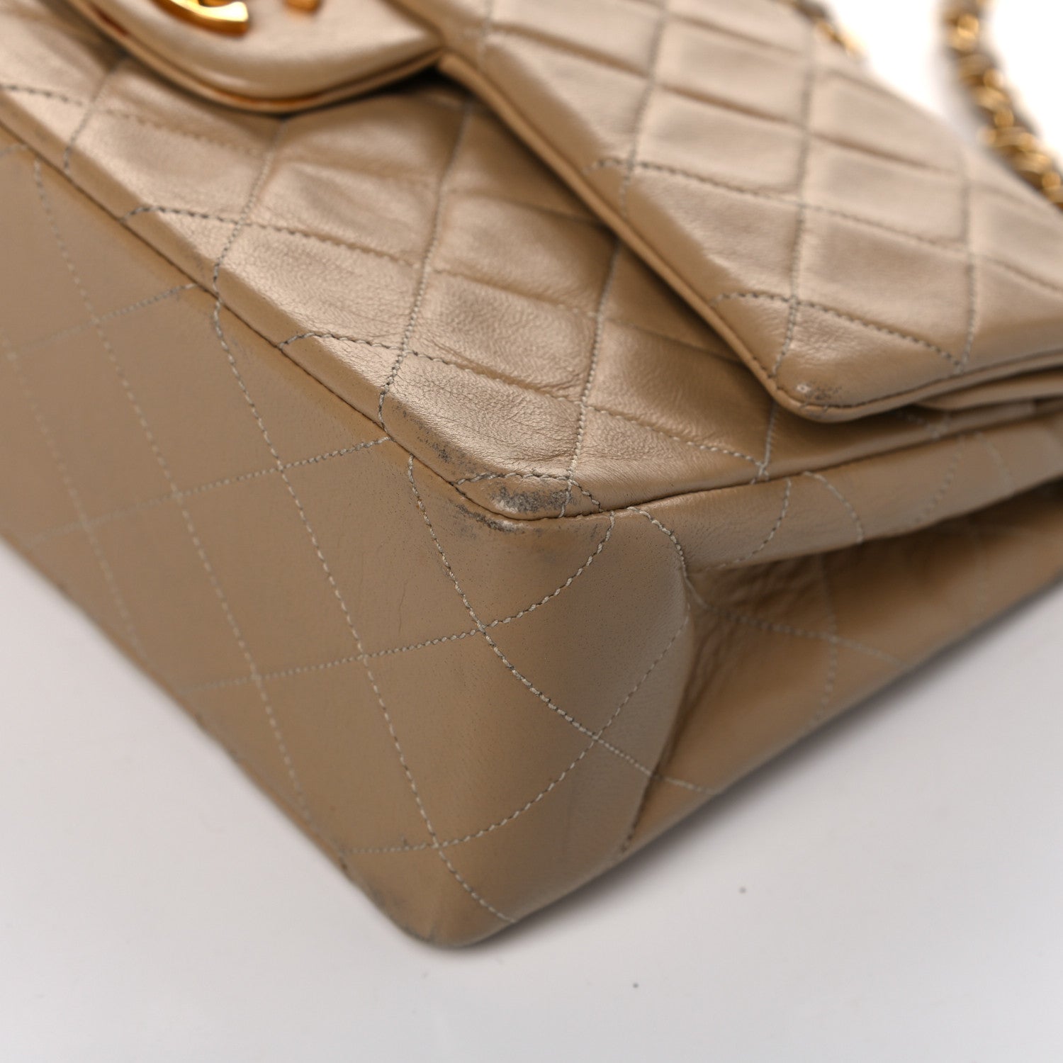 Chanel Lambskin Quilted Small Double Flap Beige 13 of 14