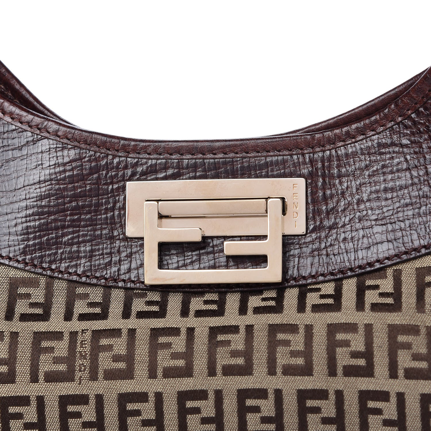 Fendi Zucchino Vitello Clip Hobo Mogano Panna Bruciato 10 of 10