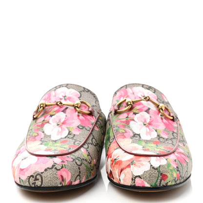 Gucci GG Supreme Monogram Blooms Womens Princetown Slippers 36 Beige Multicolor Dry Rose 3 of 9