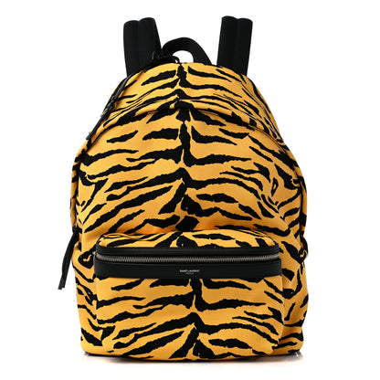 Saint Laurent Canvas Zebra Print City Backpack Yellow Black 1 of 8