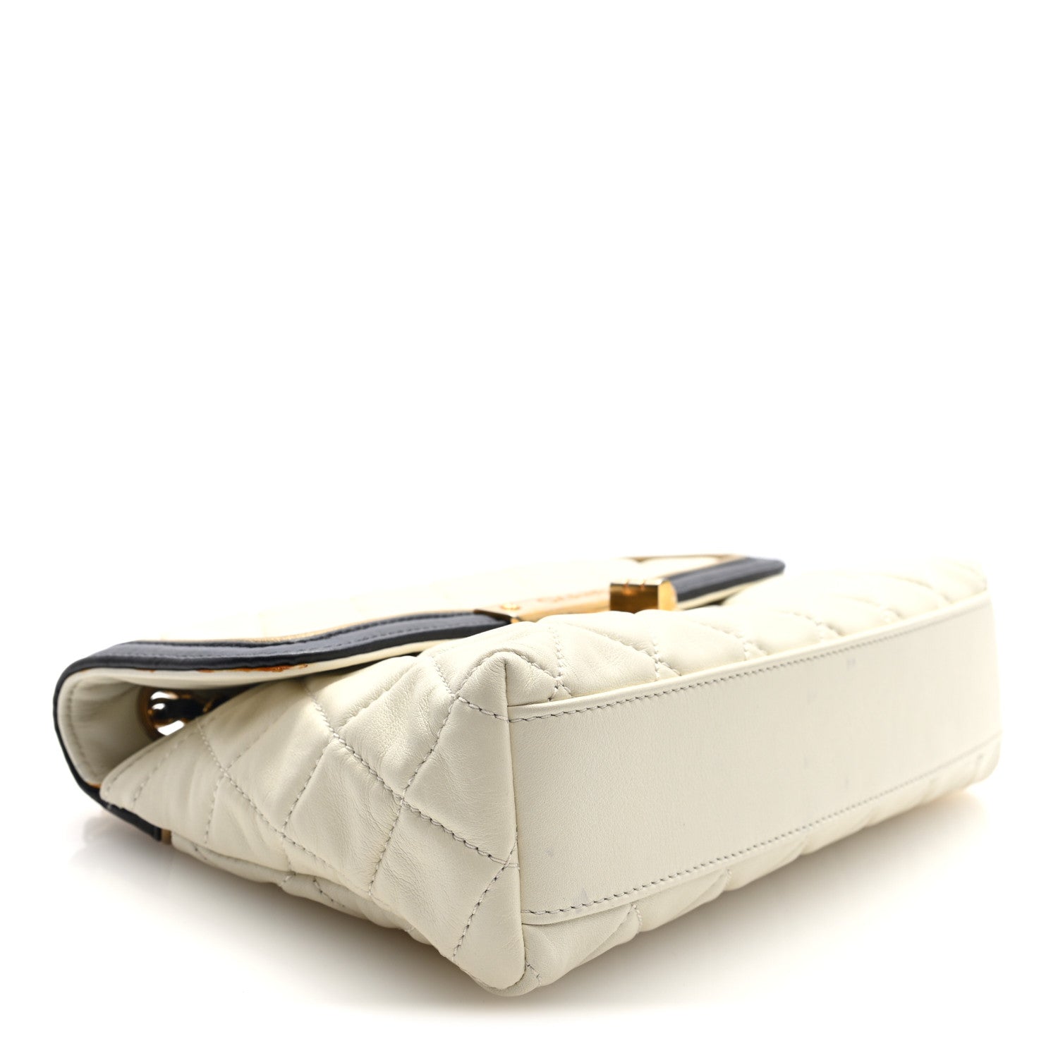 Chanel Lambskin Quilted Mademoiselle East West Flap White Black 4 of 10