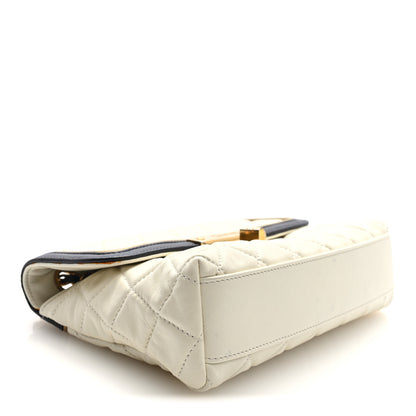 Chanel Lambskin Quilted Mademoiselle East West Flap White Black 4 of 10