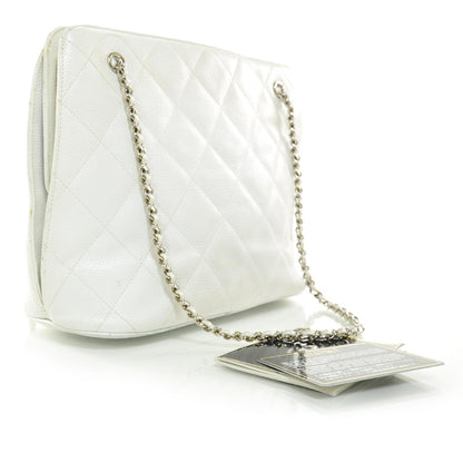 Chanel Caviar Quilted Shoulder Bag White 3 of 10