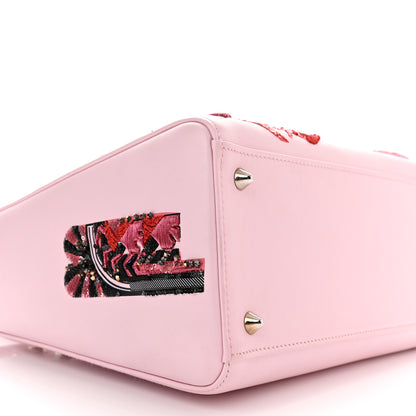 Christian Dior Smooth Calfskin Embroidered Medium Lady Dior Pink Multicolor 9 of 10