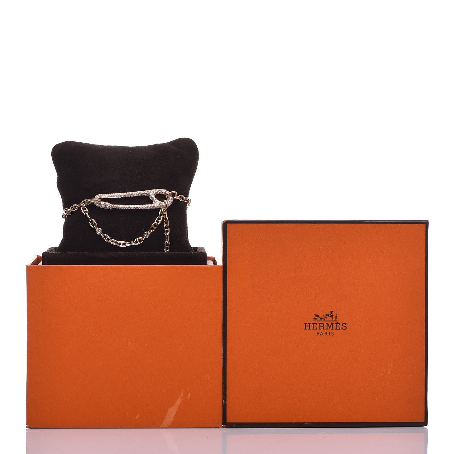 18K Rose Gold Pave Diamond MM Chaine d'Ancre Punk Bracelet SH