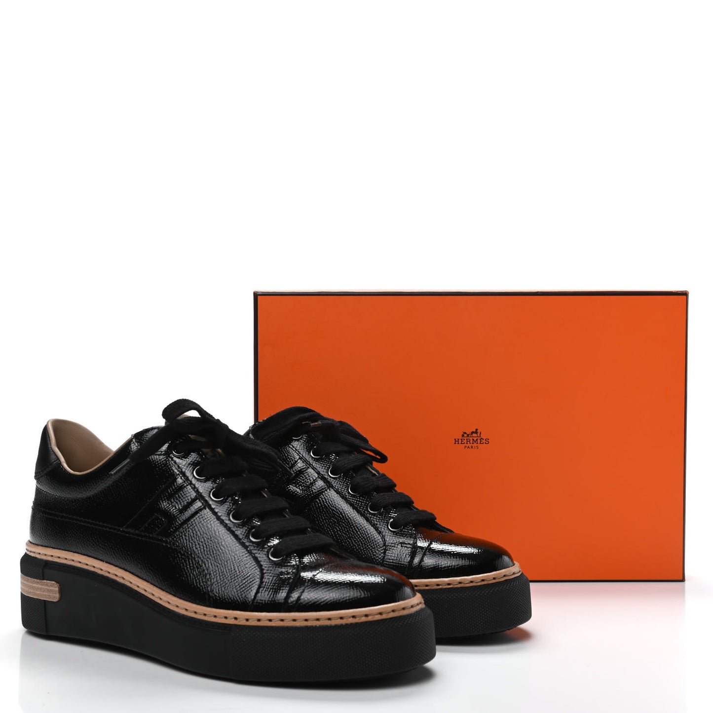 Patent Epsom Womens Polo Sneakers 37 Black