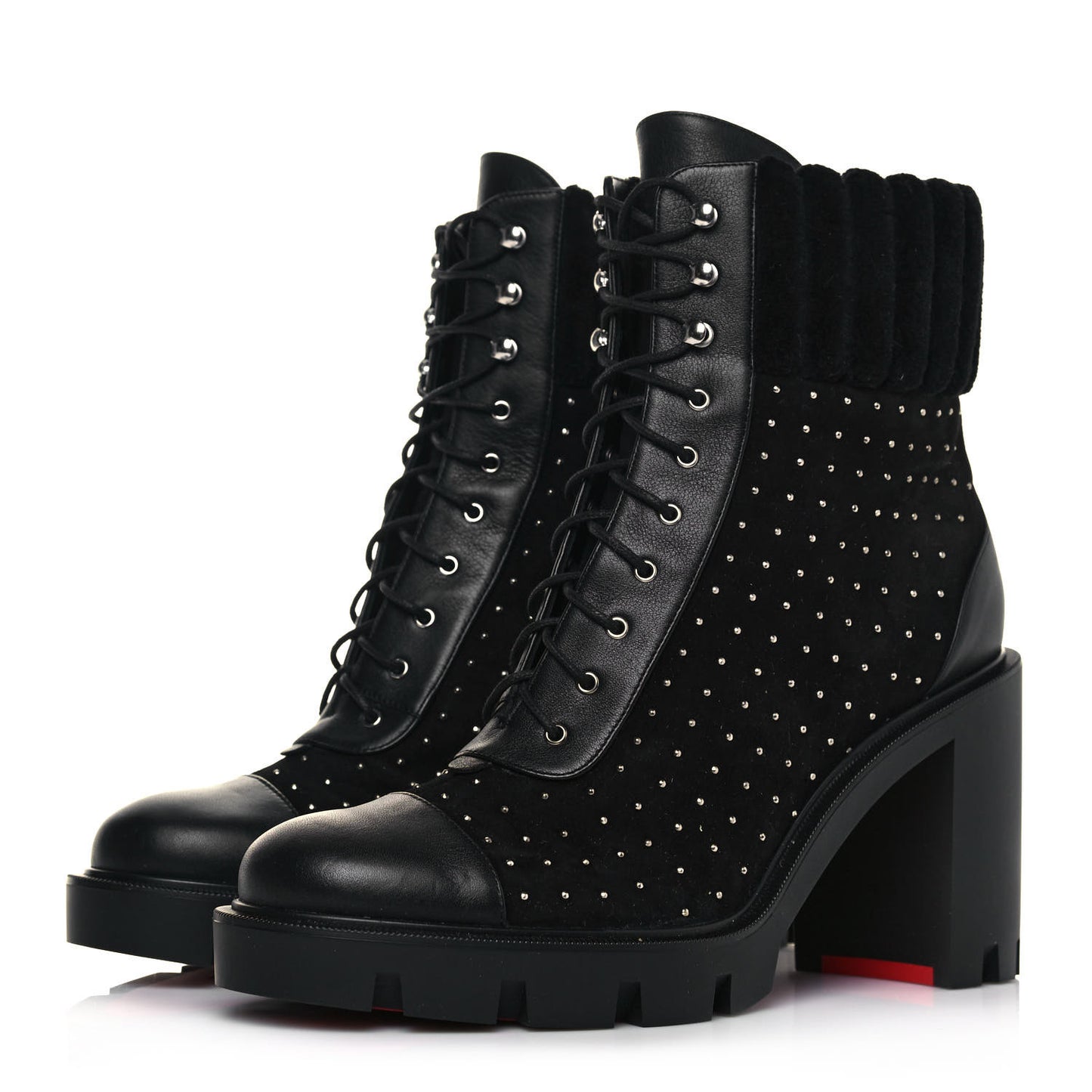 Dakita Calfskin 70 Studded Combat Boots 39.5 Black