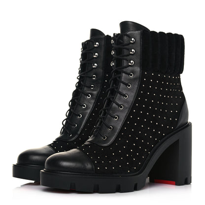 Christian Louboutin Dakita Calfskin 70 Studded Combat Boots 39.5 Black 3 of 9