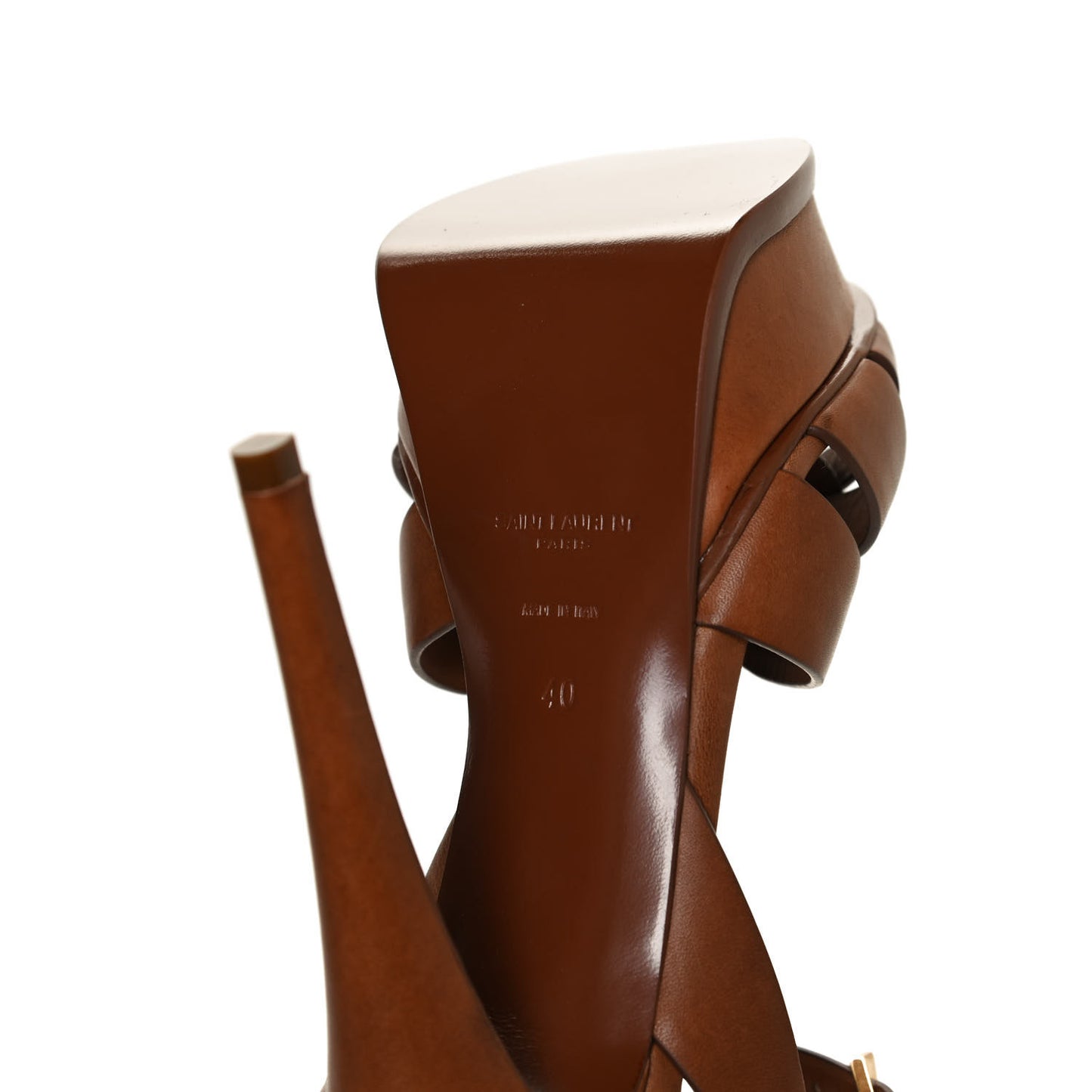 Calfskin Tribute 105 Platform Sandals 40 Caramel