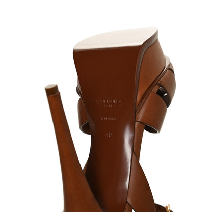 Saint Laurent Calfskin Tribute 105 Platform Sandals 40 Caramel 8 of 14