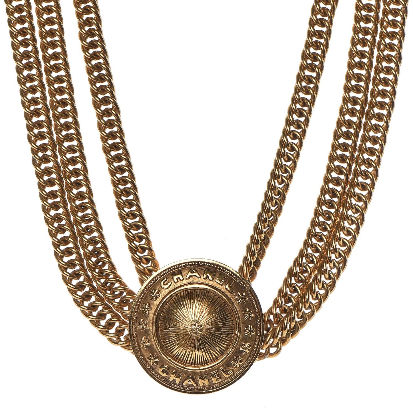 Multi Strand Medallion Necklace Gold