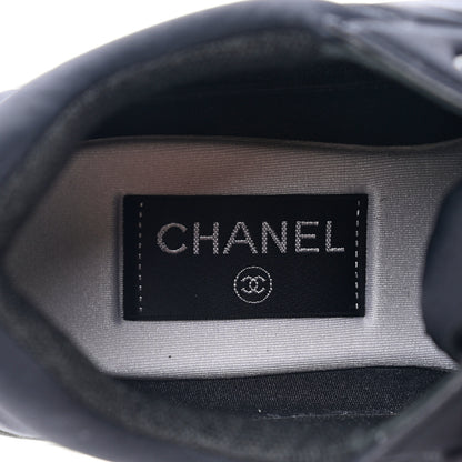 Chanel Lycra Fabric Womens CC Sneakers 38 Black White Pink 7 of 9