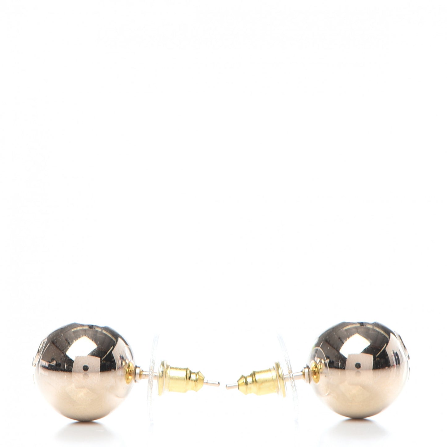 Metal Bead CC Stud Earrings Gold
