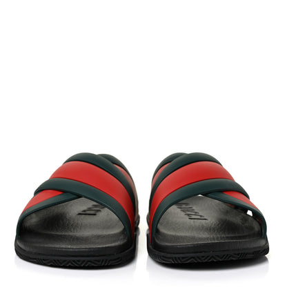 Gucci Rubber Web Womens Criss Cross Slide Sandals 38 Green Red 2 of 8