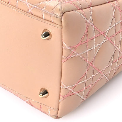 Christian Dior Lambskin Cannage Contrast Stitch Medium Lady Dior Beige 10 of 10