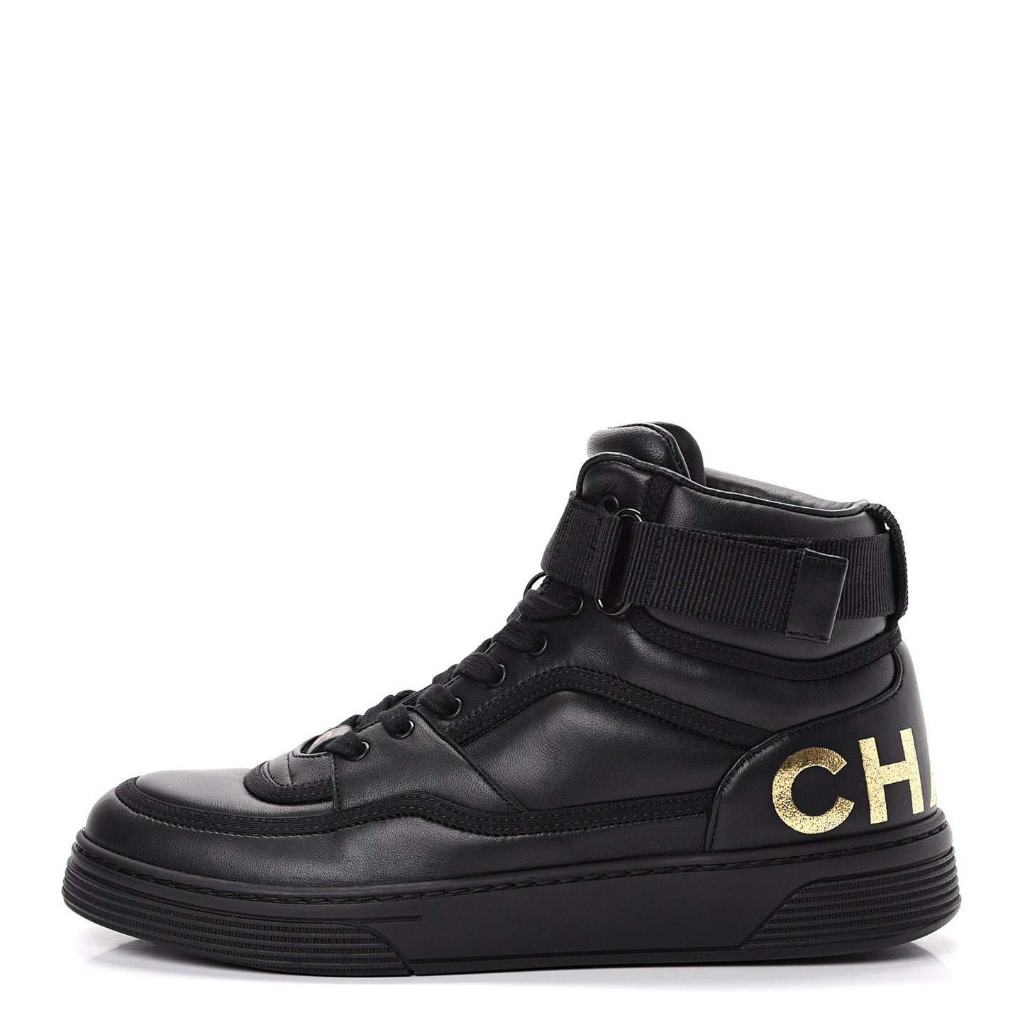 Lambskin Logo High Top Sneakers 39.5 Black