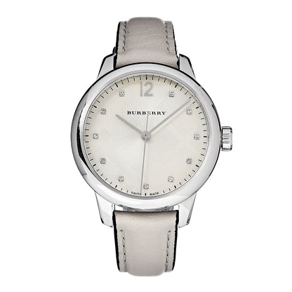 Burberry Stainless Steel Calfskin Diamond 32mm Classic Round Quartz Watch Taupe BU10105 1 of 9