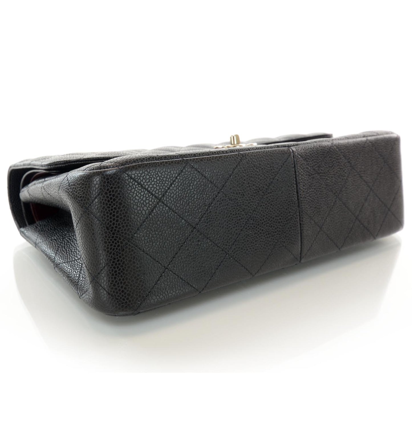Caviar Quilted Jumbo Double Flap Black