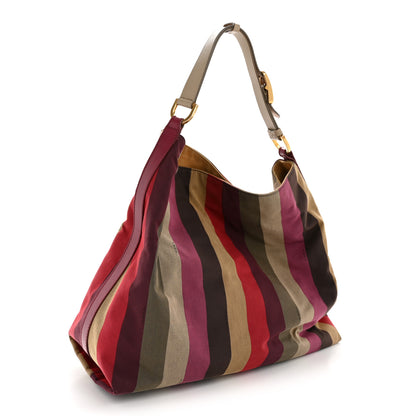Fendi Canvas Striped Pequin Hobo Multicolor 3 of 13