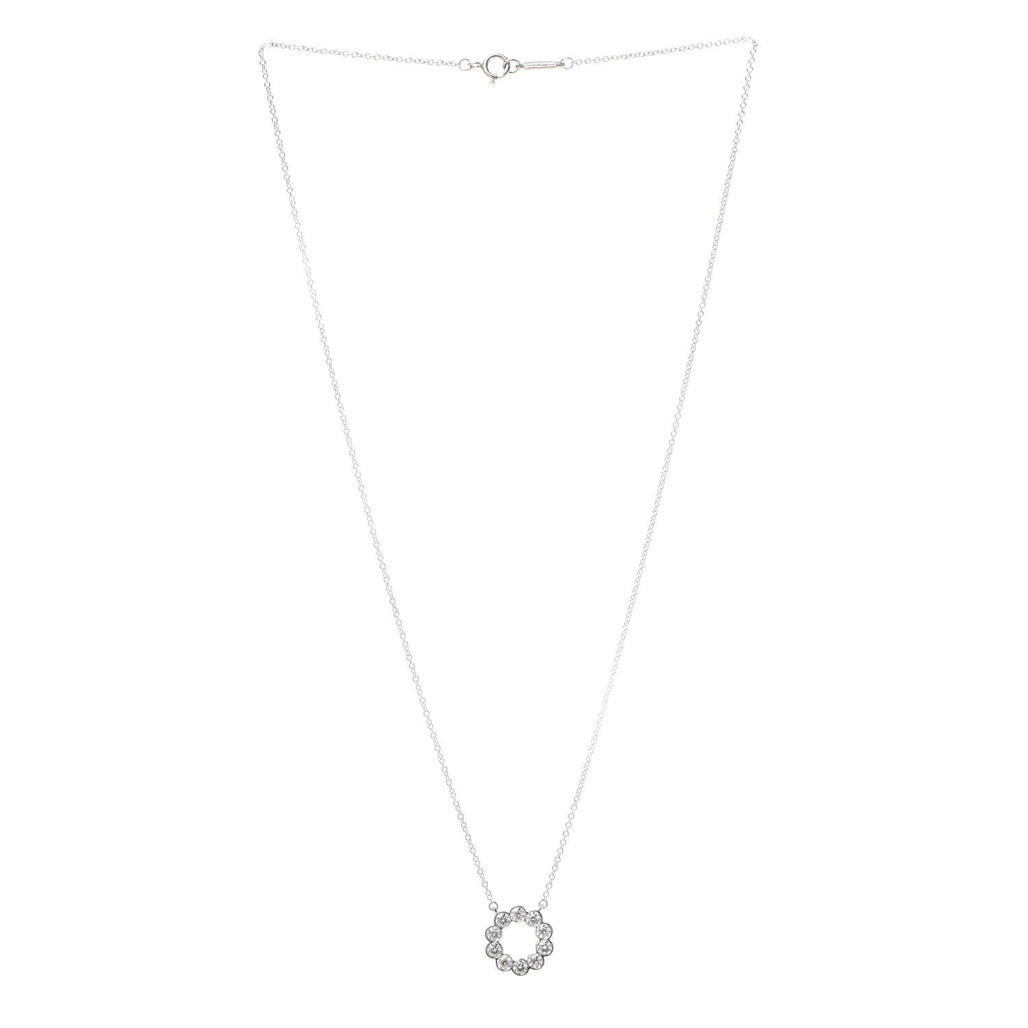 Tiffany Platinum Diamond .52ctw Jazz Round Pendant Necklace 3 of 6