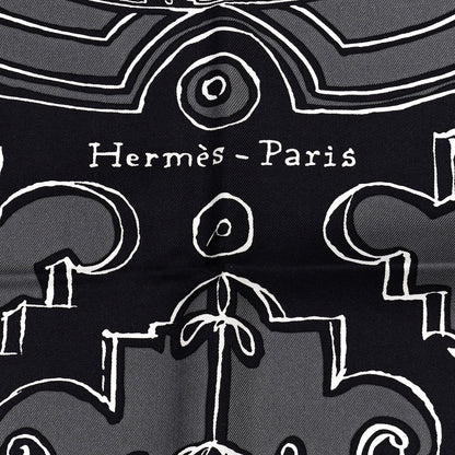 Hermes Silk Serio Ludere Scarf 90 Grey Black White 2 of 5