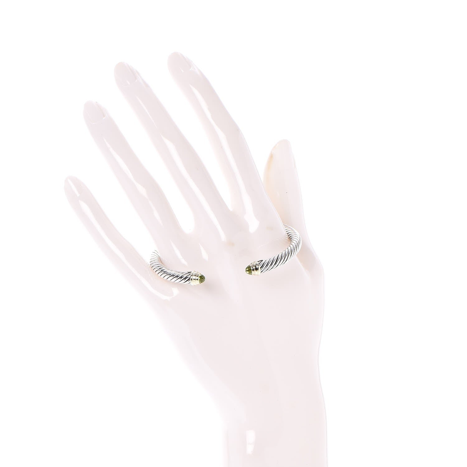 David Yurman Sterling Silver 14K Yellow Gold Peridot 5mm Cable Classics Petite Color Bracelet 2 of 5