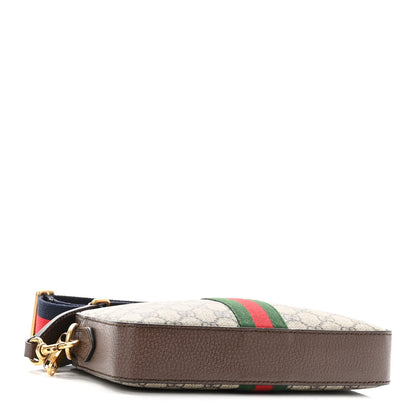 Gucci GG Supreme Monogram Textured Dollar Calfskin Web Ophidia Wristlet Shoulder Bag Beige Ebony New Acero 4 of 10
