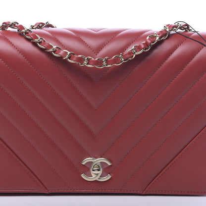 Chanel Calfskin Chevron Quilted Large Statement Flap Red 8 of 11