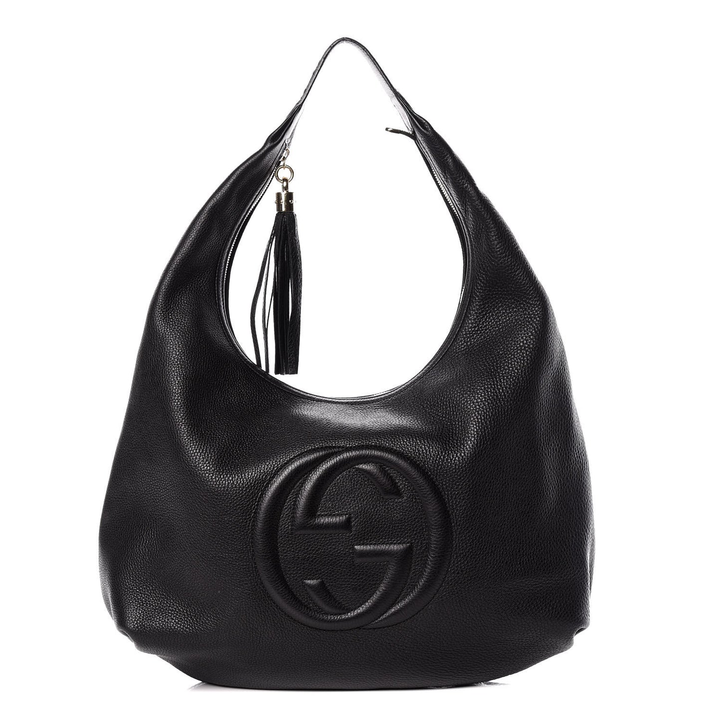 Pebbled Calfskin Large Soho Hobo Black