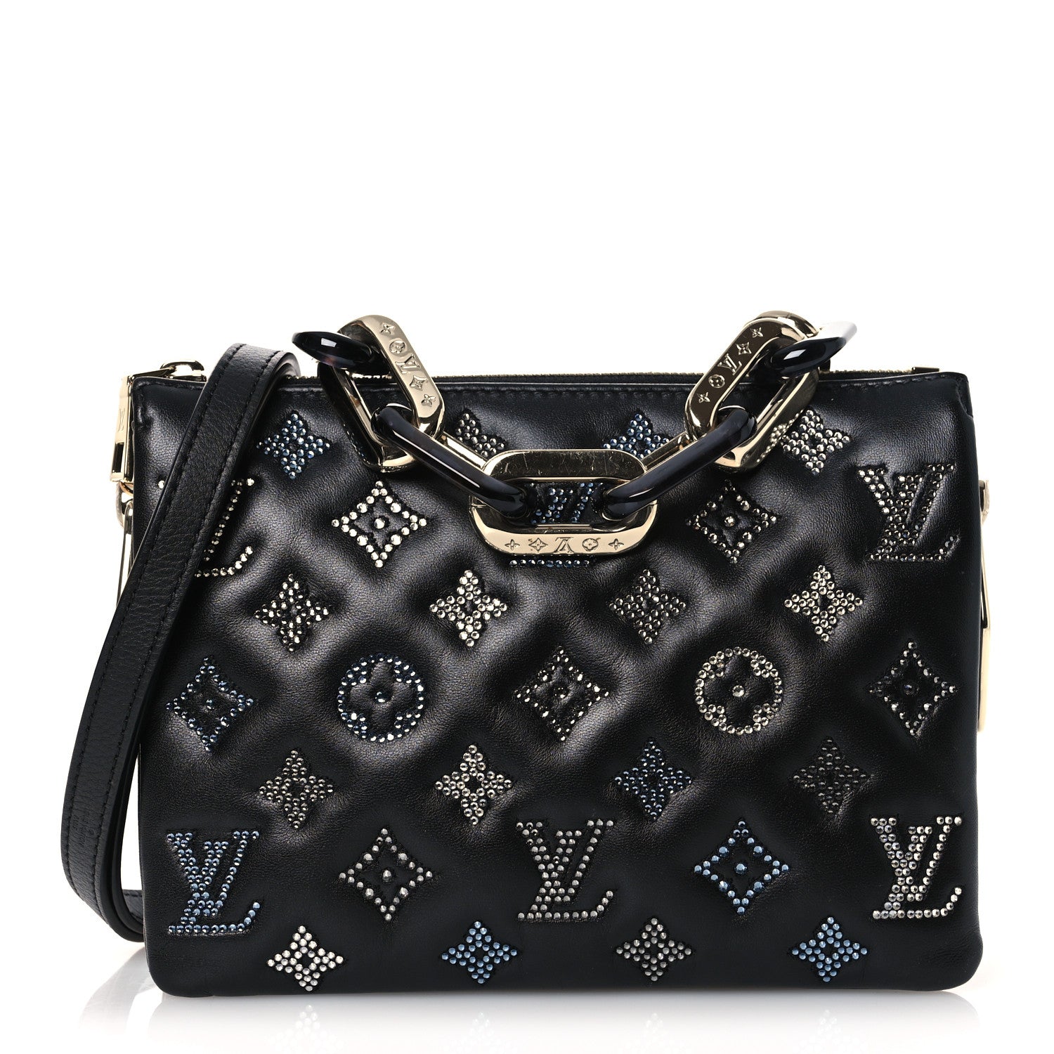Louis Vuitton Lambskin Crystal Embellished Monogram Coussin BB Black 1 of 10
