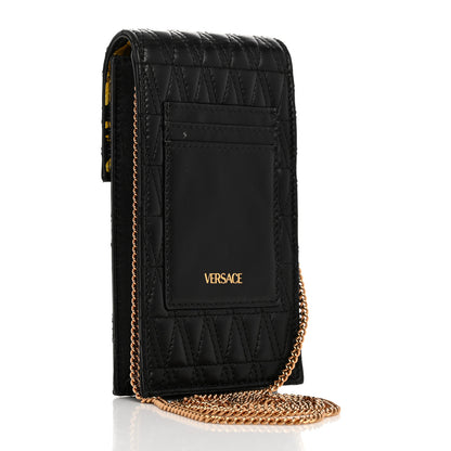 Versace Nappa Quilted Virtus Cell Phone Crossbody Black 3 of 6
